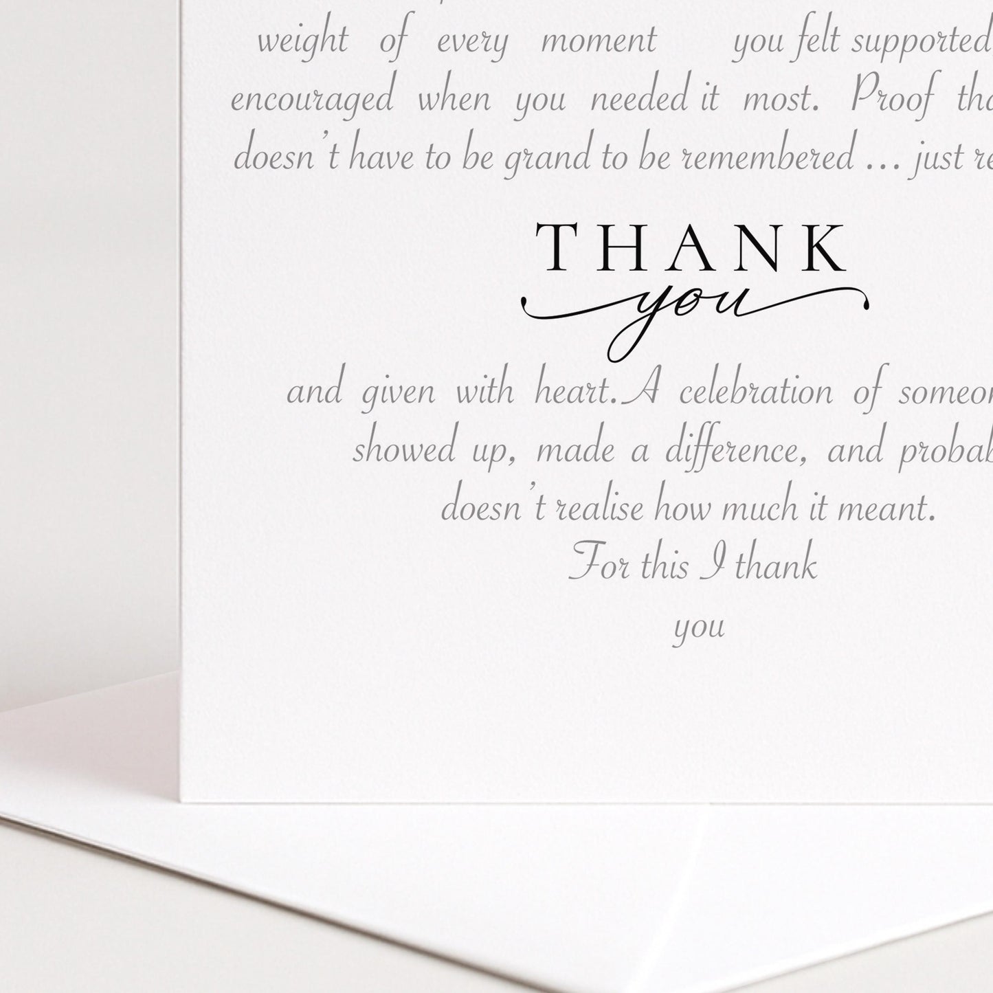 Thank You Card Heart Word Art, Meaningful Thank You Greeting Card, Heartfelt Thank You Card for Friend, Elegant Sentimental Thank You Card