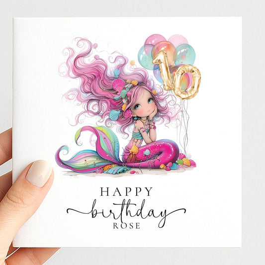 10th Birthday Mermaid Card - Whimsi Lilley
