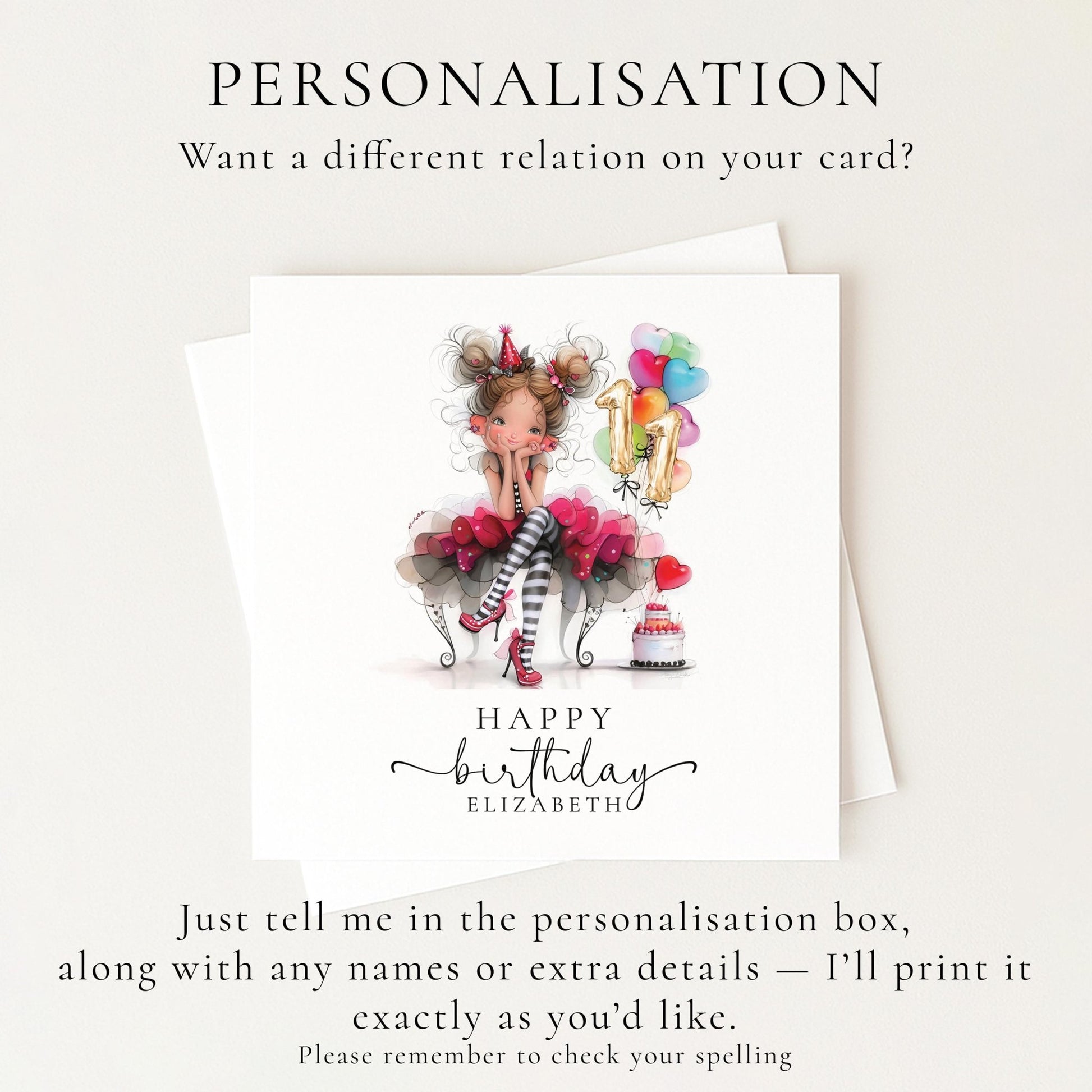 11th Birthday Card for Girl - Whimsi Lilley