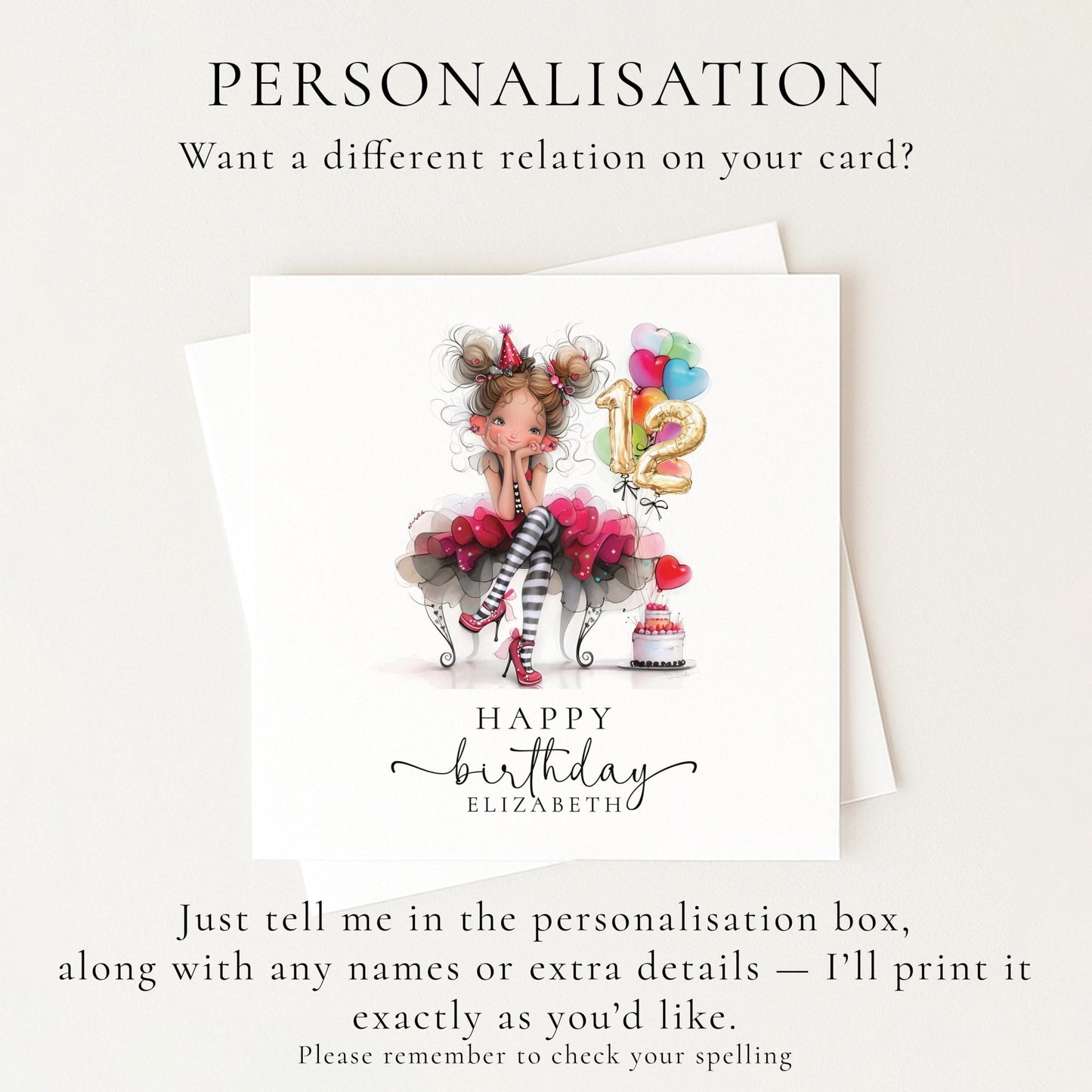 12th Birthday Card for Girl - Whimsi Lilley