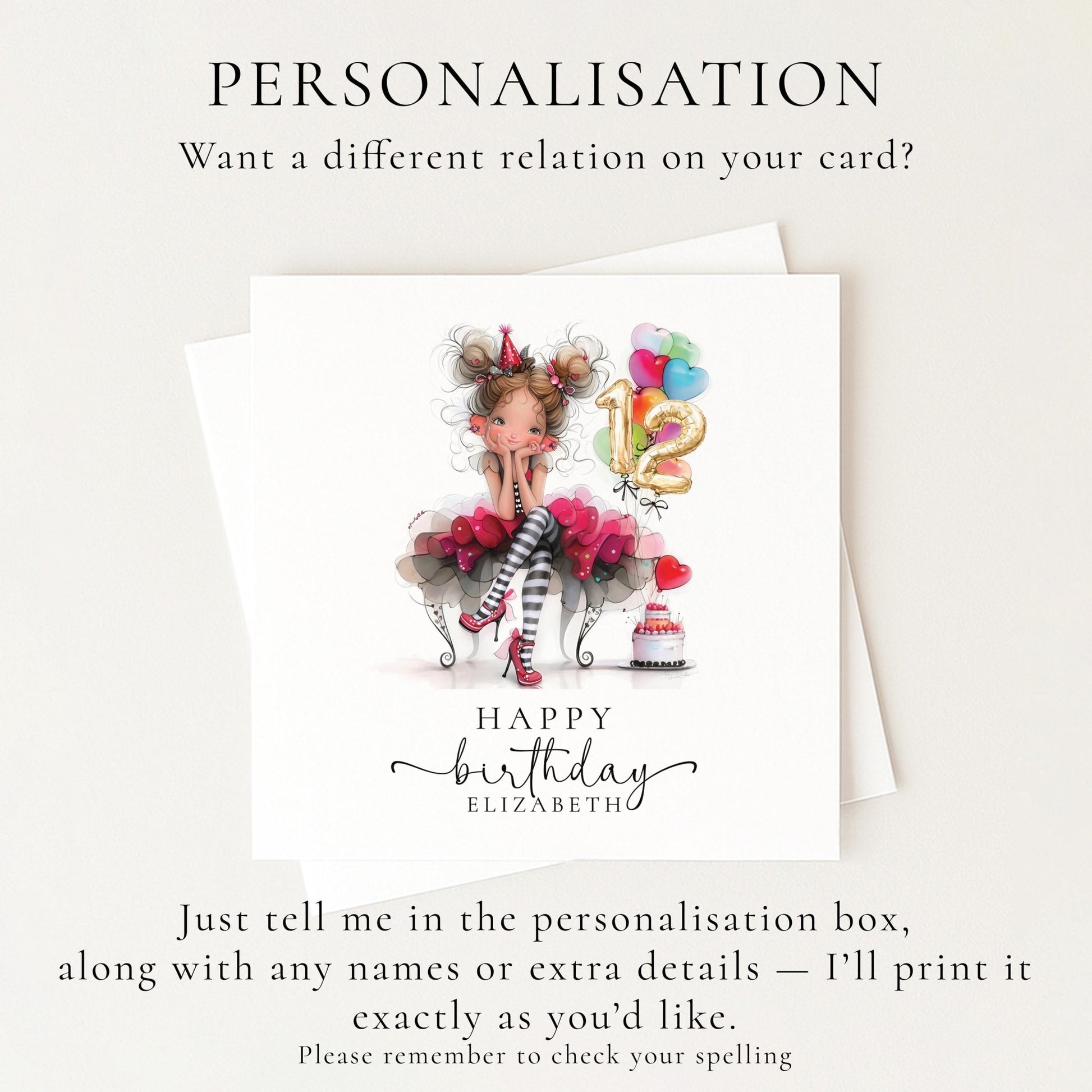 12th Birthday Card for Girl - Whimsi Lilley