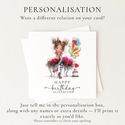 12th Birthday Card for Girl - Whimsi Lilley