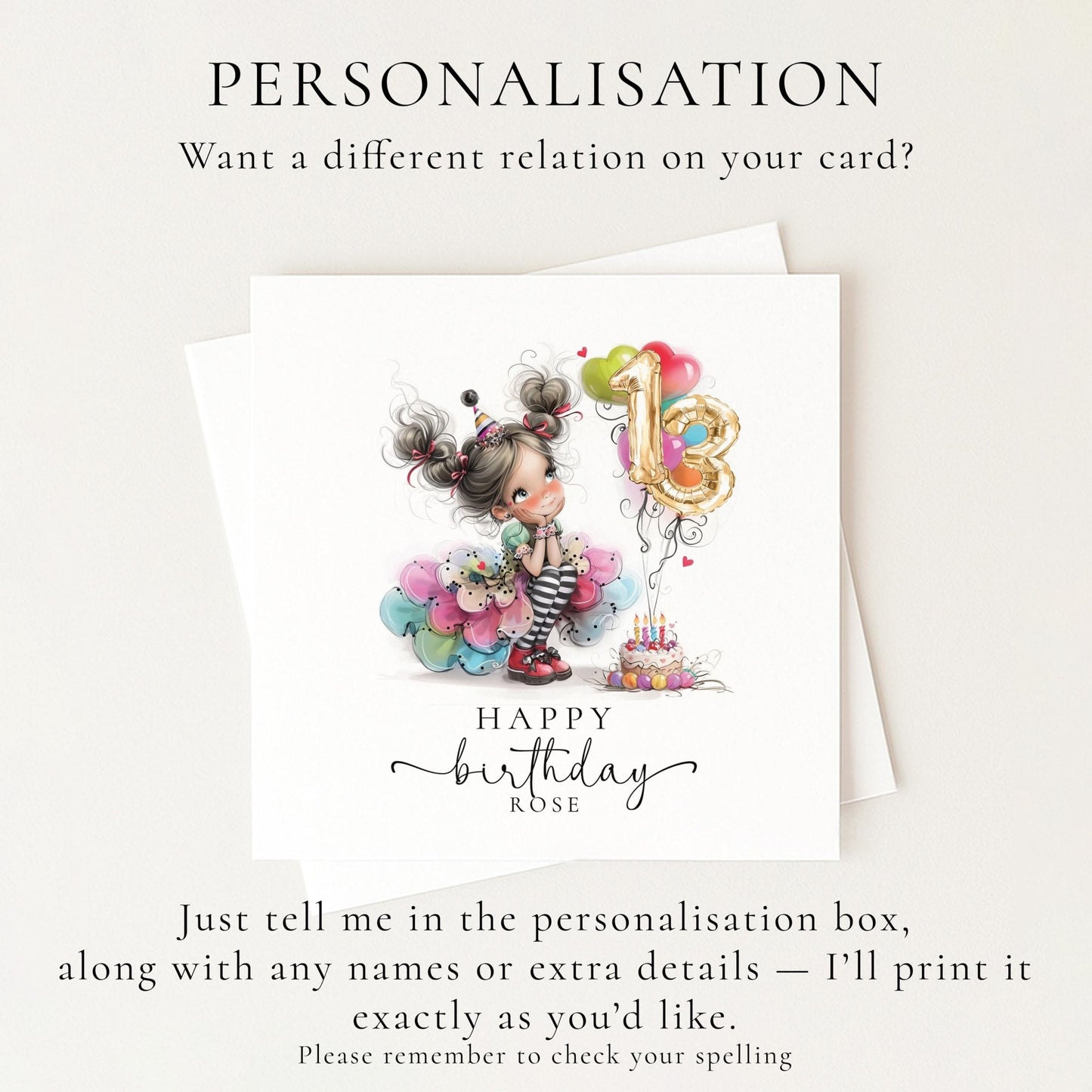 13th Birthday Card for Girl - Whimsi Lilley