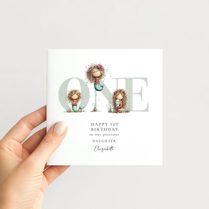 1st Birthday Card | Personalised Mermaid Card for Daughter | Ocean Themed Keepsake