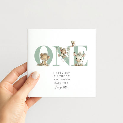 1st Birthday Card for Daughter Safari