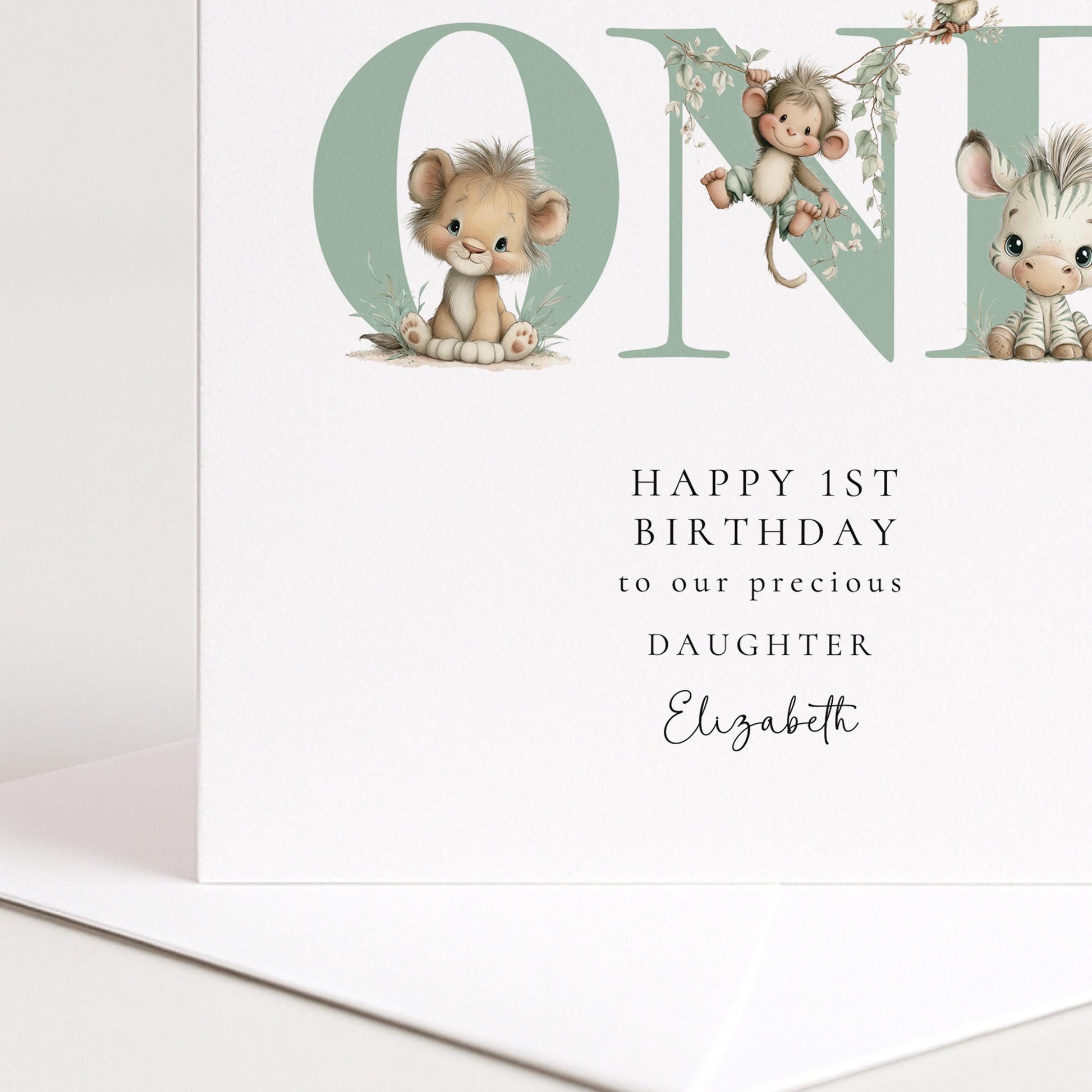 1st Birthday Card for Daughter Safari