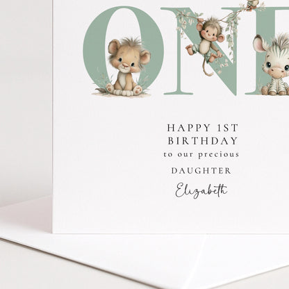 1st Birthday Card for Daughter Safari