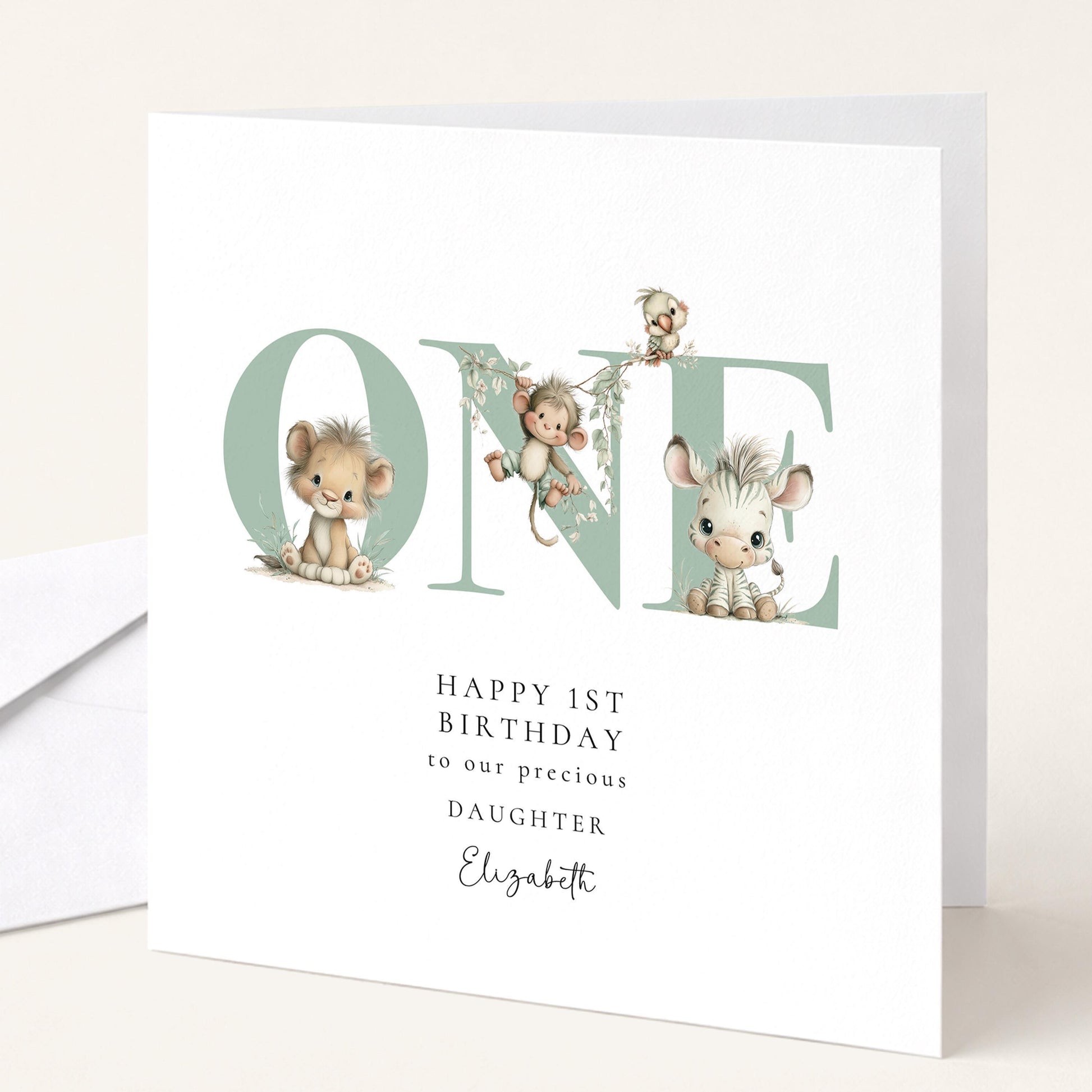 1st Birthday Card for Daughter Safari