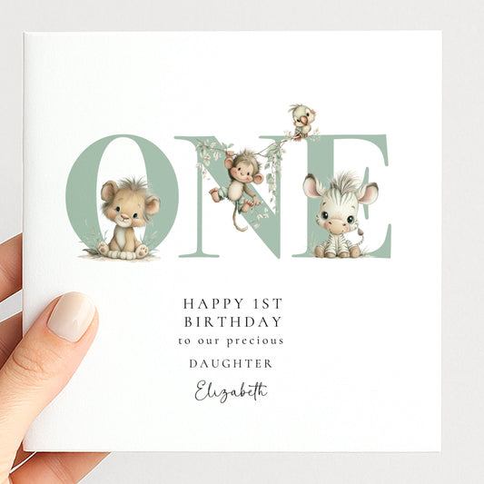 1st Birthday Card for Daughter Safari