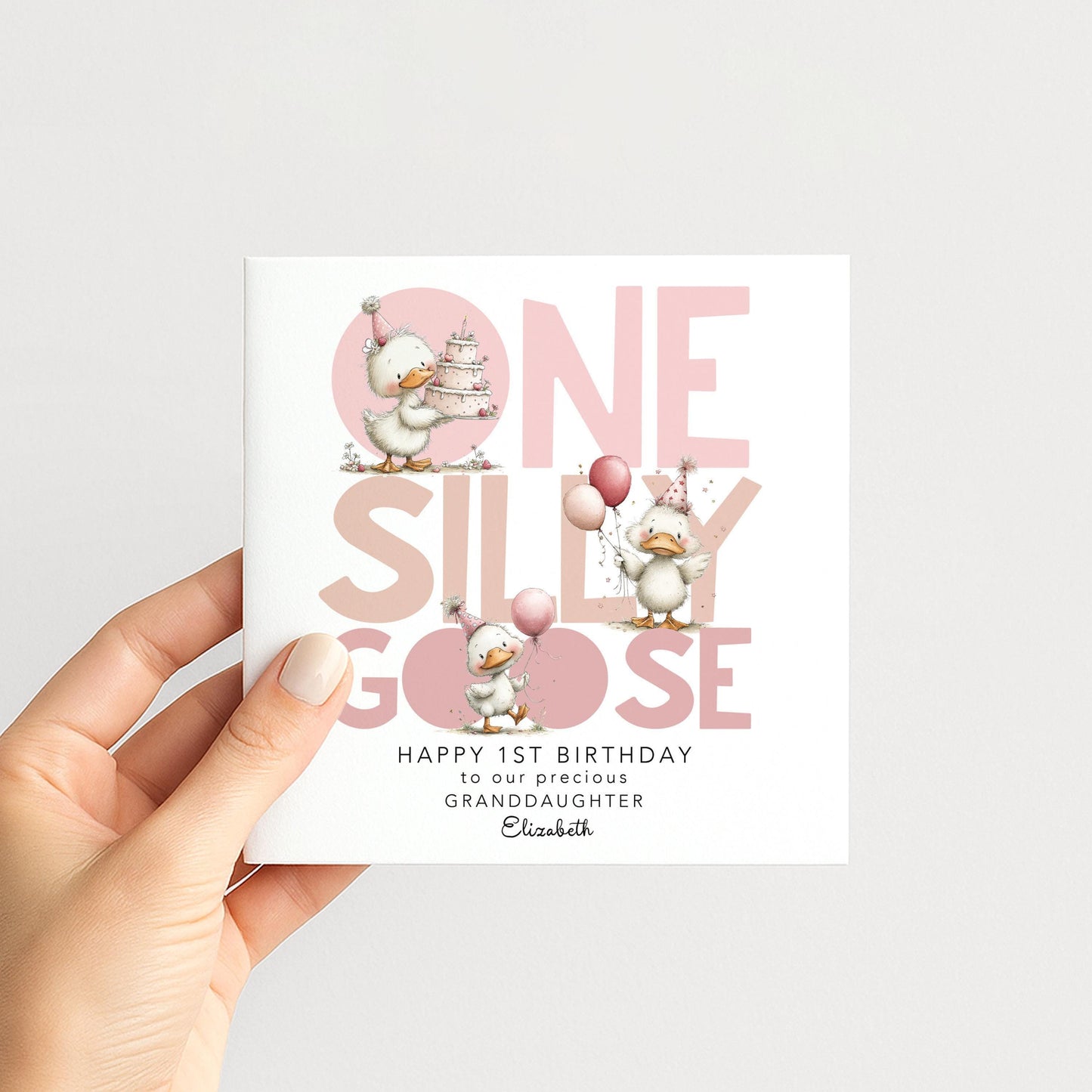 1st Birthday Granddaughter Card One Silly Goose