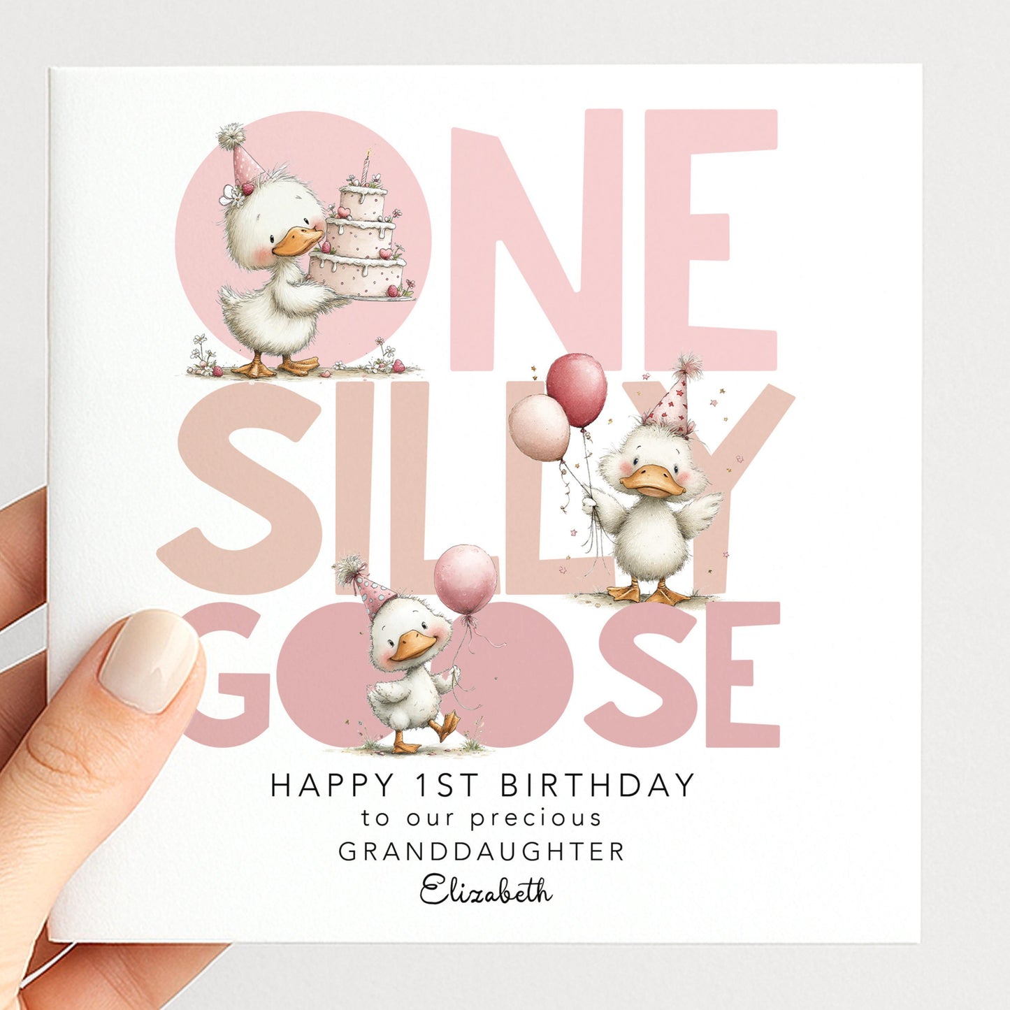 1st Birthday Granddaughter Card One Silly Goose