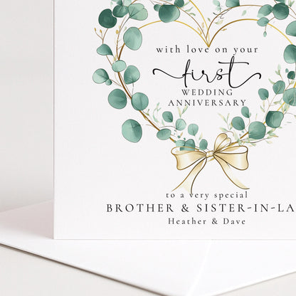 1st Wedding Anniversary Card Brother and Sister in law