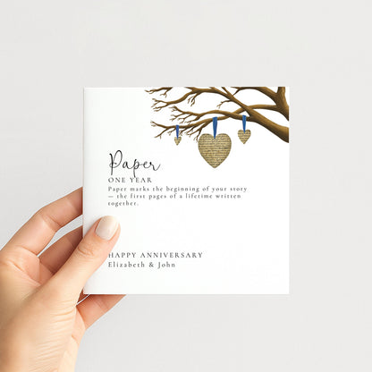 1st Wedding Anniversary Card – Personalised Paper Anniversary Card for Couples