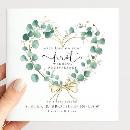 1st Wedding Anniversary Card Sister and Brother in law