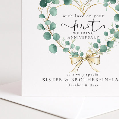 1st Wedding Anniversary Card Sister and Brother in law
