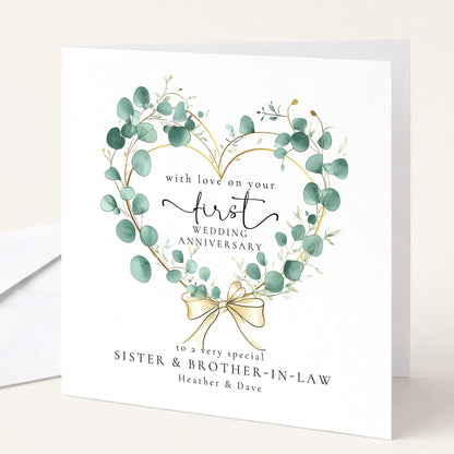 1st Wedding Anniversary Card Sister and Brother in law
