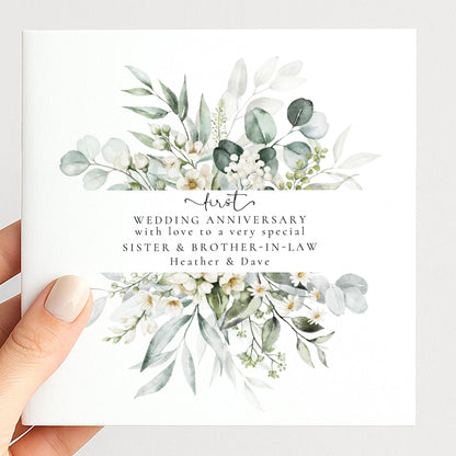 1st Wedding Anniversary Card for Sister and Brother-in-law