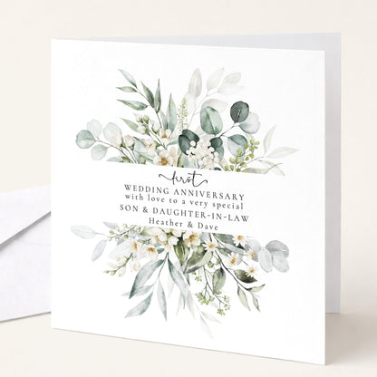 1st Wedding Anniversary Card for Son and Daughter-in-law