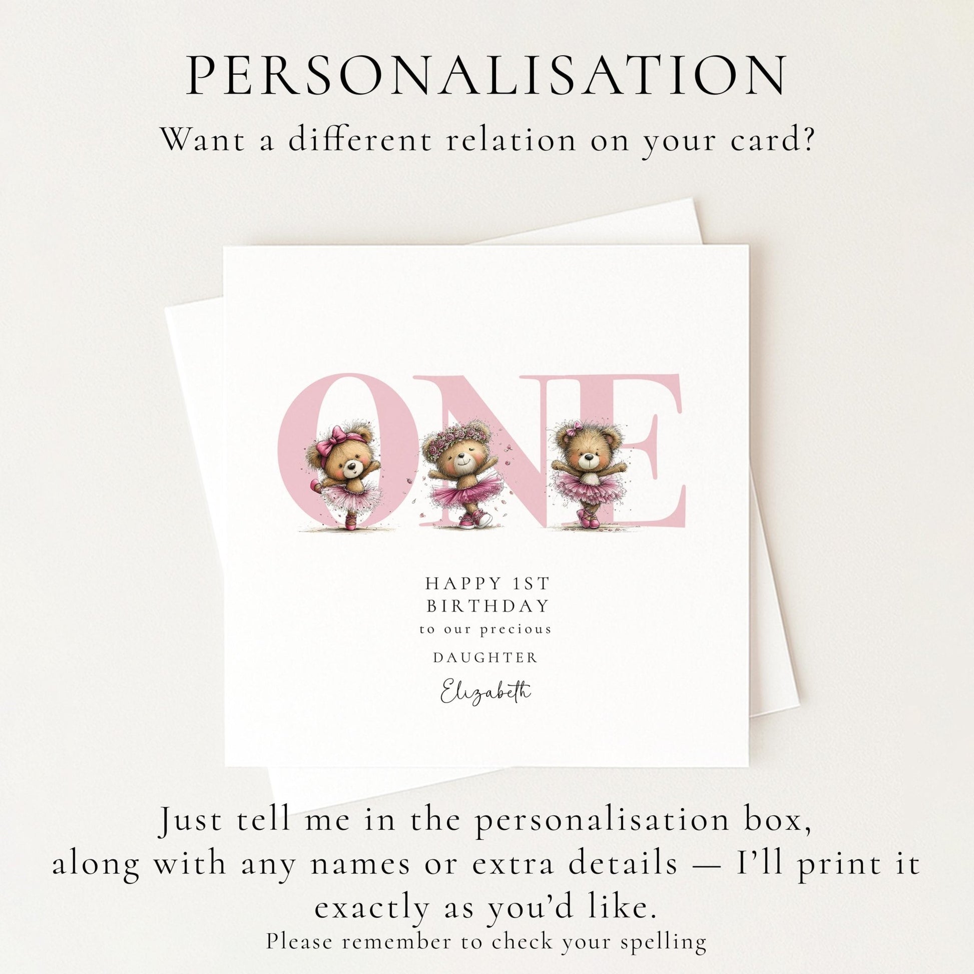 1st Birthday Card for Daughter - Whimsi Lilley