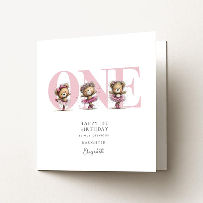 1st Birthday Card for Daughter - Whimsi Lilley