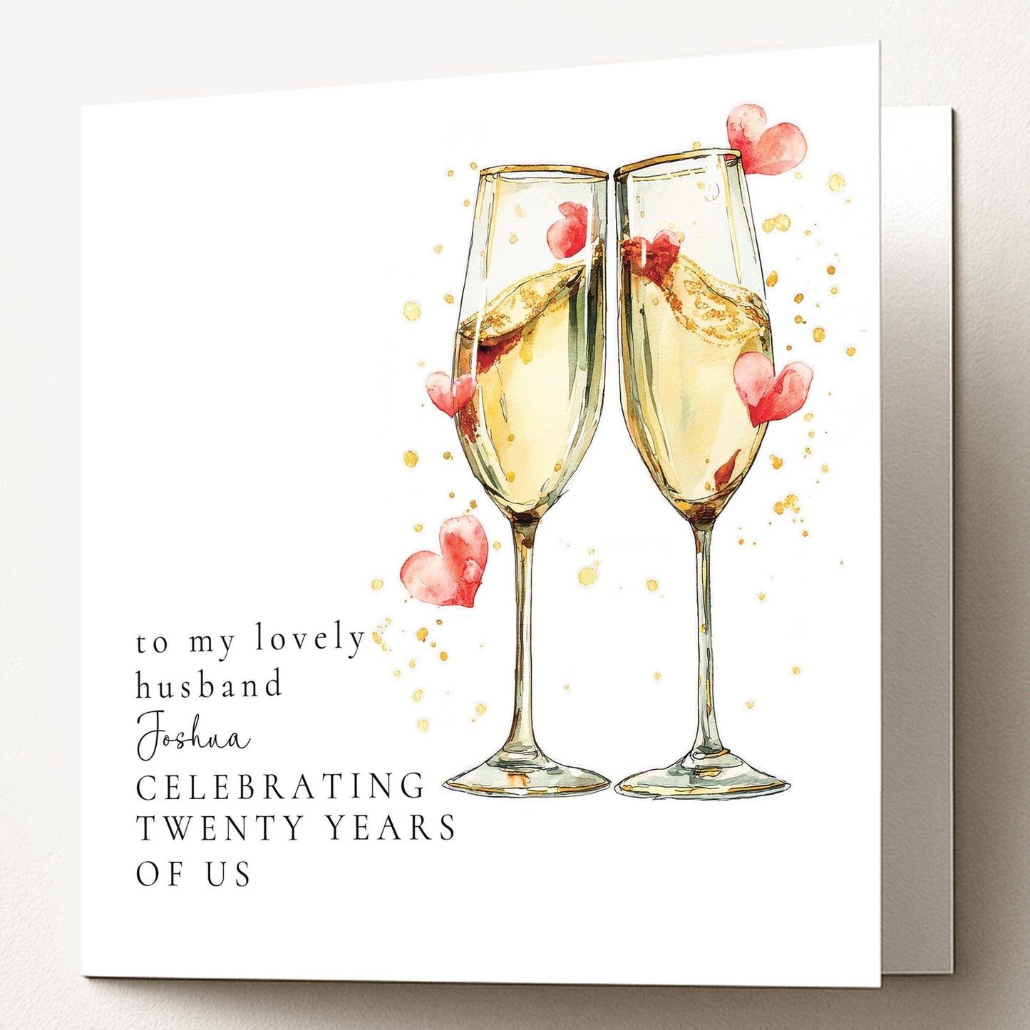20 Year Anniversary Card – Elegant Romantic Husband Greeting With Champagne Toast