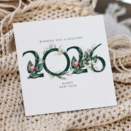 2026 New Year Card – Personalised Floral New Year Greeting With Matte Finish