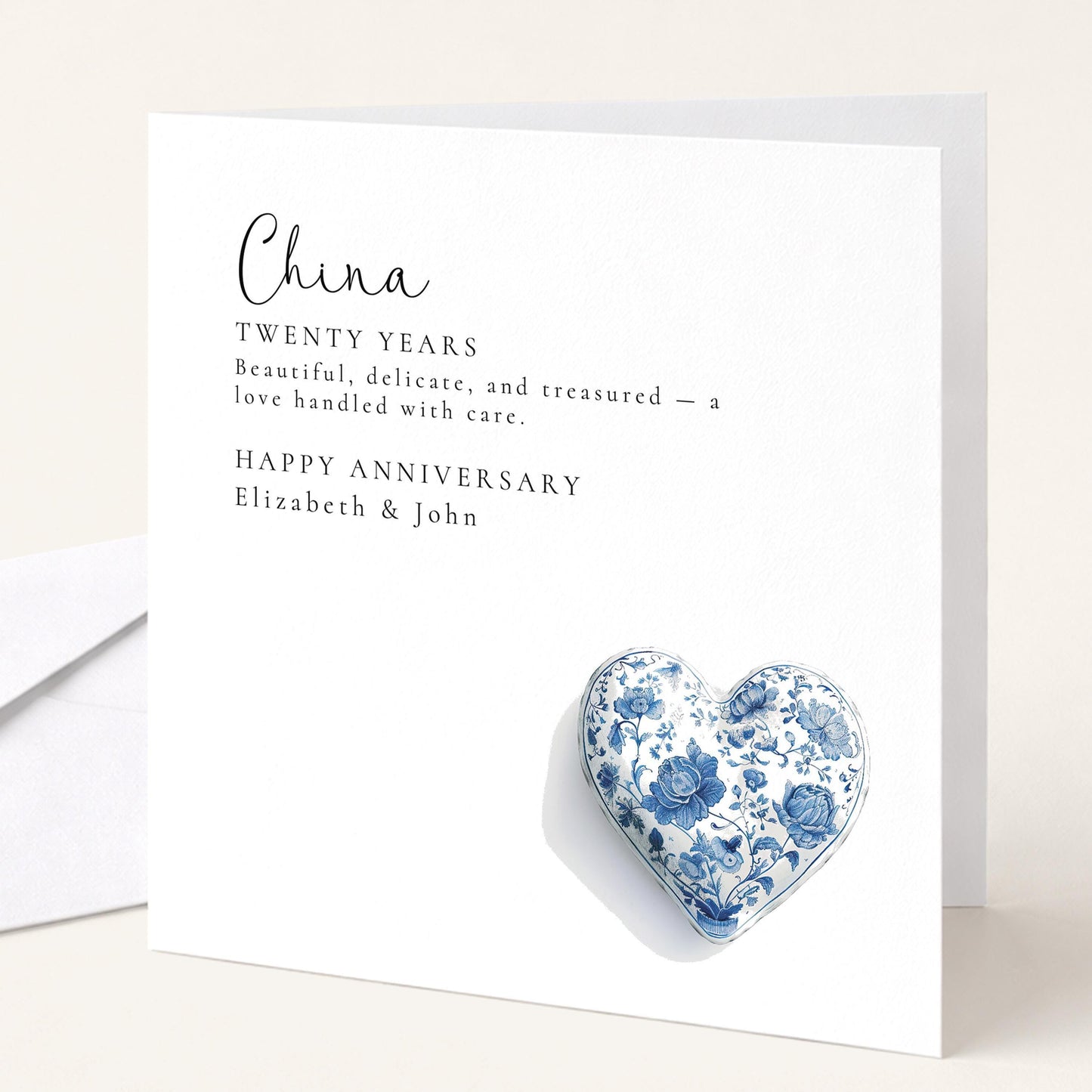 20th Wedding Anniversary Card – Personalised China Anniversary Keepsake