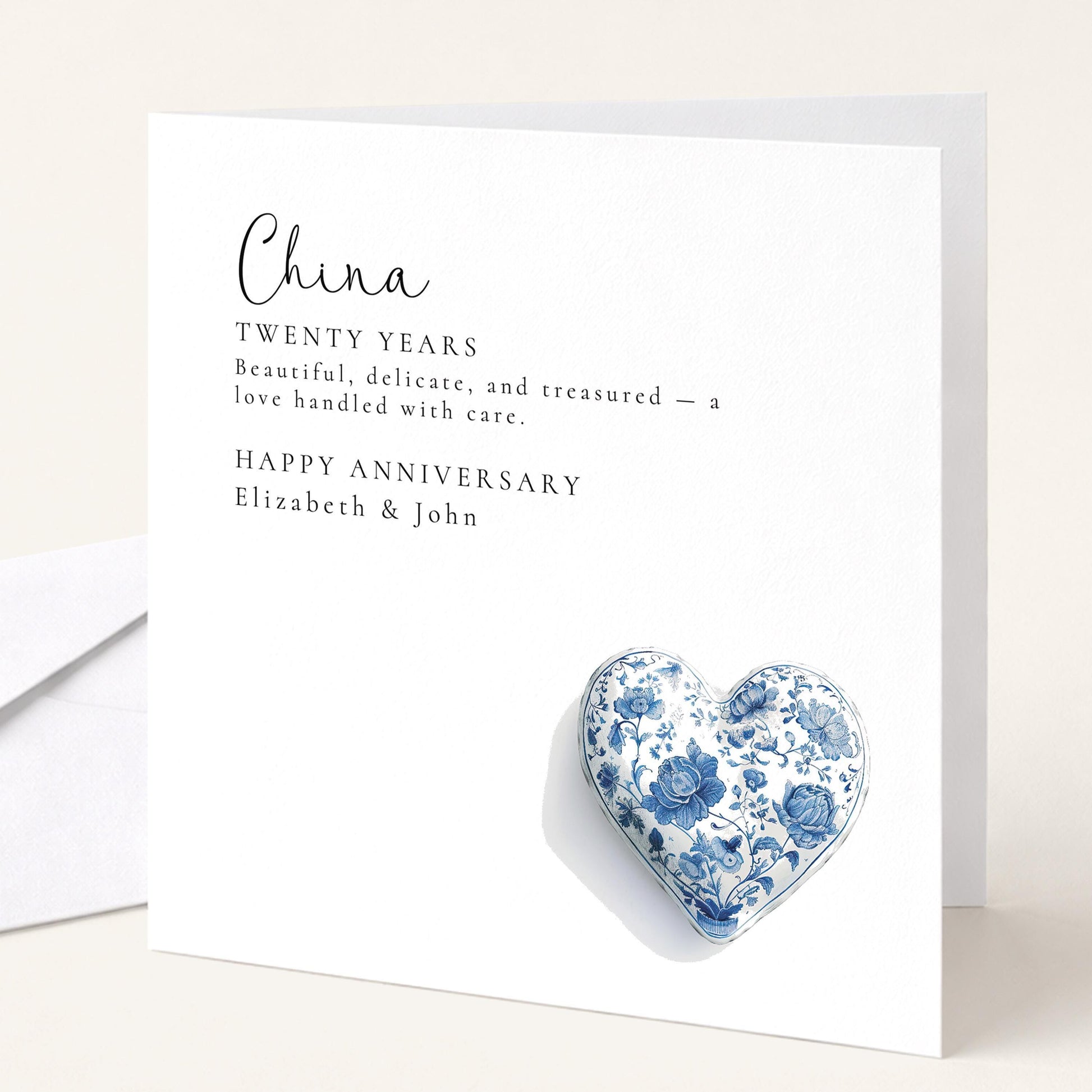 20th Wedding Anniversary Card – Personalised China Anniversary Keepsake