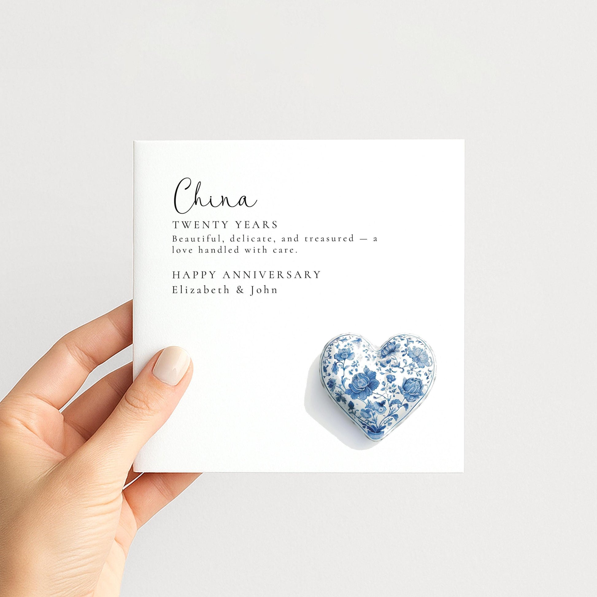 20th Wedding Anniversary Card – Personalised China Anniversary Keepsake