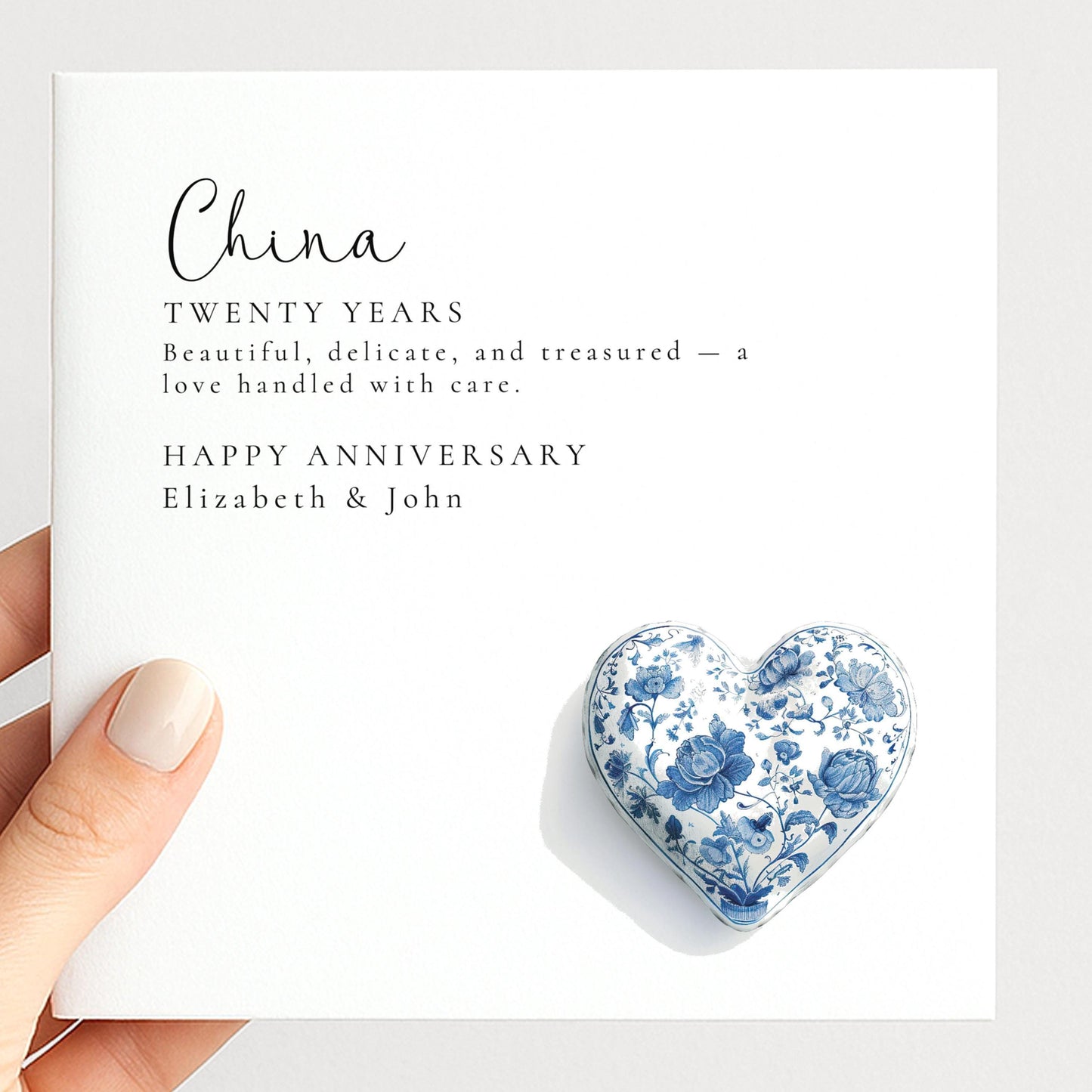 20th Wedding Anniversary Card – Personalised China Anniversary Keepsake