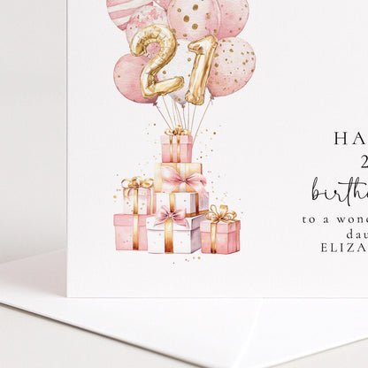 21st Birthday Card Daughter - Personalised Milestone Keepsake With Envelope
