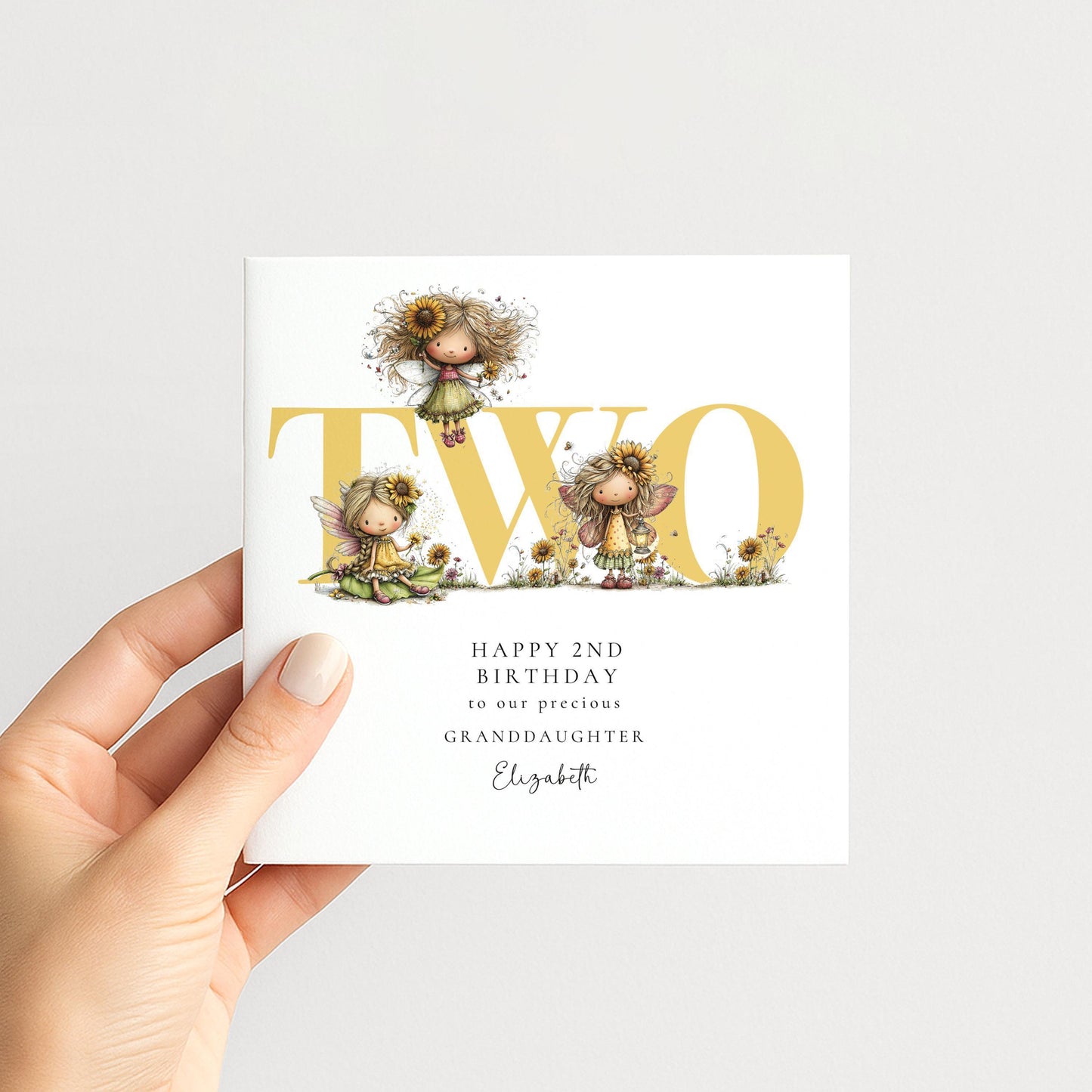 2nd Birthday Card | Personalised Fairy Theme Keepsake For Granddaughter