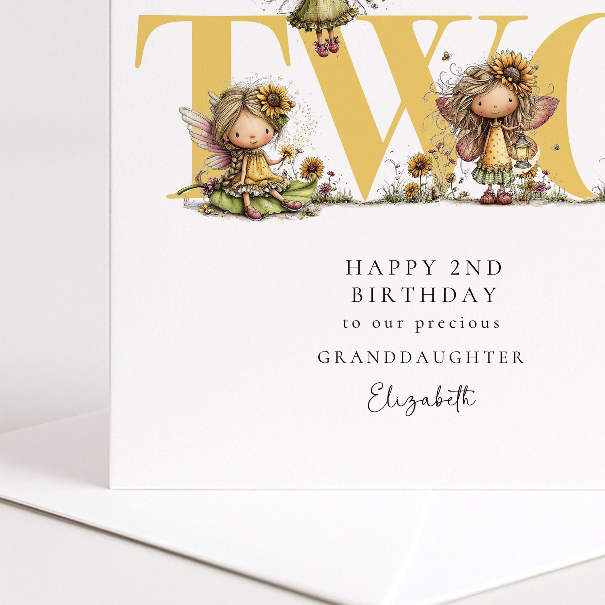 2nd Birthday Card | Personalised Fairy Theme Keepsake For Granddaughter