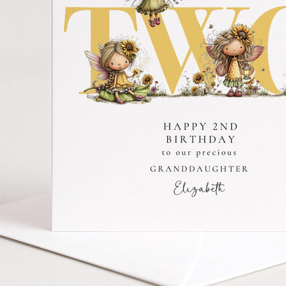 2nd Birthday Card | Personalised Fairy Theme Keepsake For Granddaughter