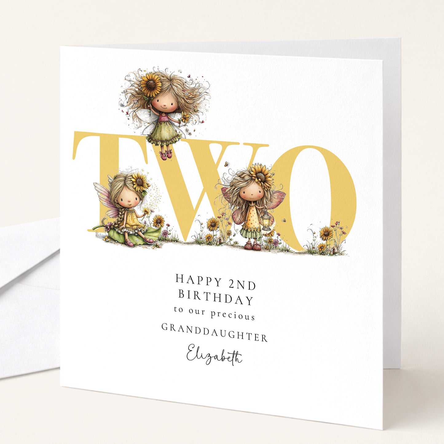 2nd Birthday Card | Personalised Fairy Theme Keepsake For Granddaughter