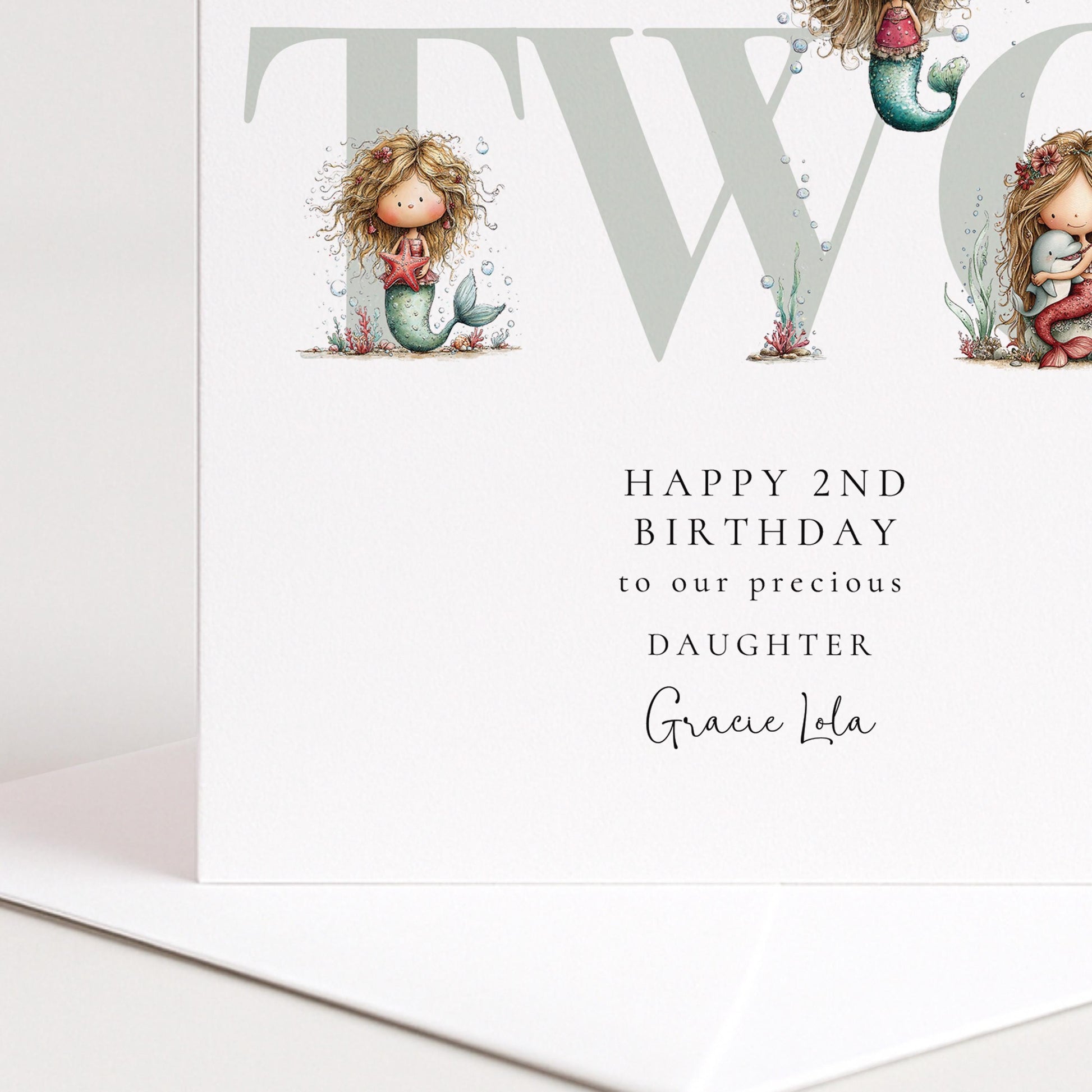 2nd Birthday Card - Personalised Mermaid Card for Daughter | Keepsake Ocean Theme