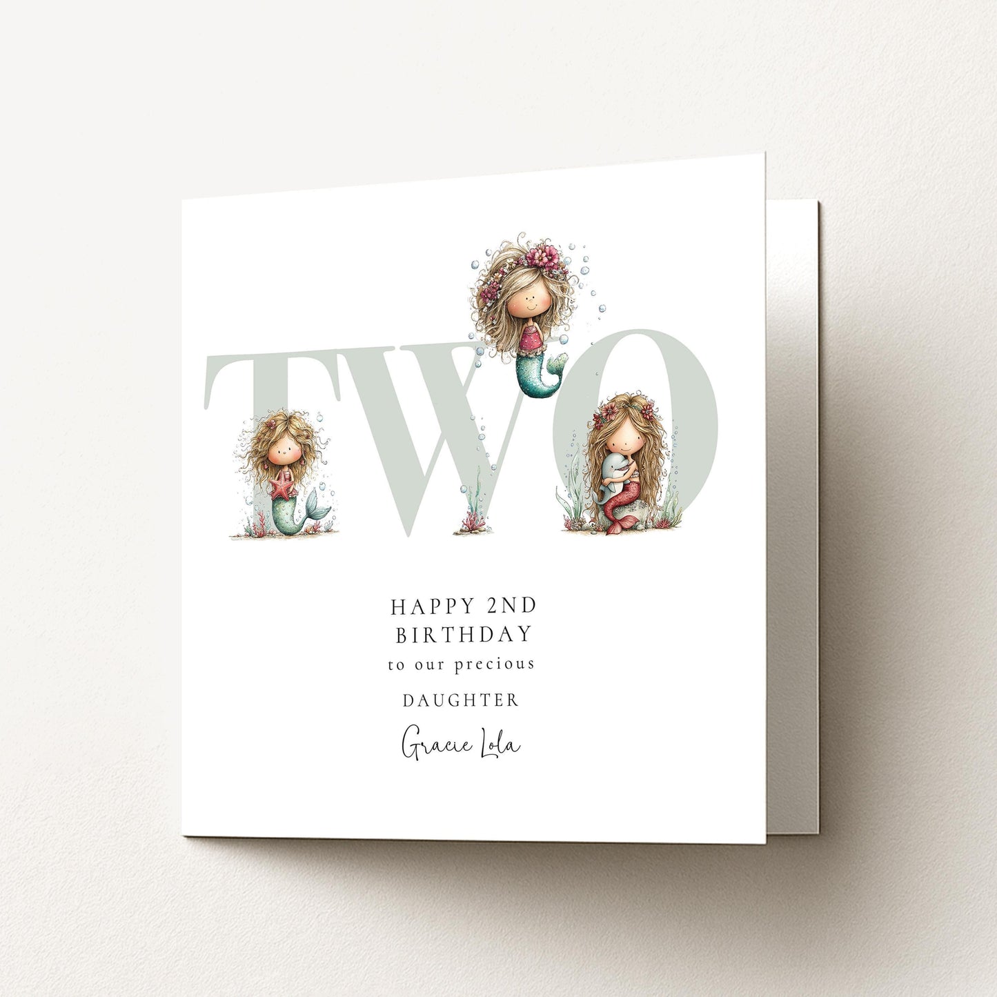 2nd Birthday Card - Personalised Mermaid Card for Daughter | Keepsake Ocean Theme