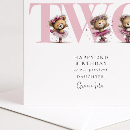 2nd Birthday Card for Daughter Ballet Teddy