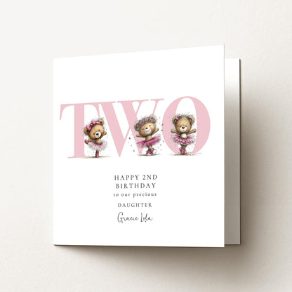 2nd Birthday Card for Daughter Ballet Teddy