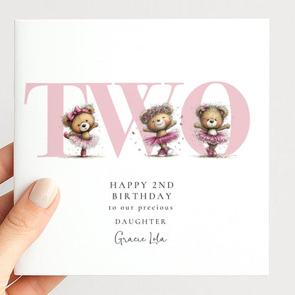 2nd Birthday Card for Daughter Ballet Teddy
