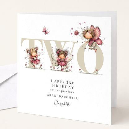 2nd Birthday Granddaughter Card – Personalised Keepsake Fairy Birthday Greeting