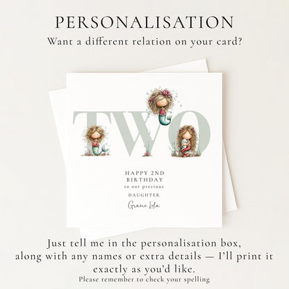 2nd Birthday Card for Daughter - Whimsi Lilley