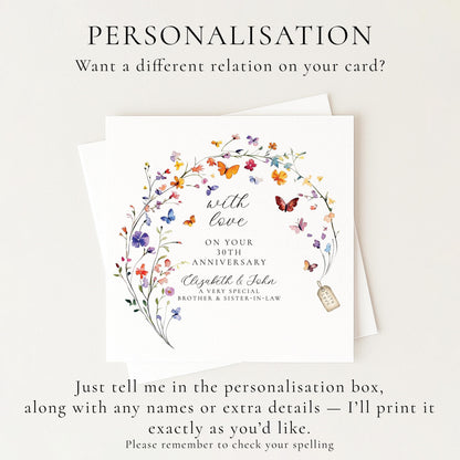 30th Anniversary Card Personalised