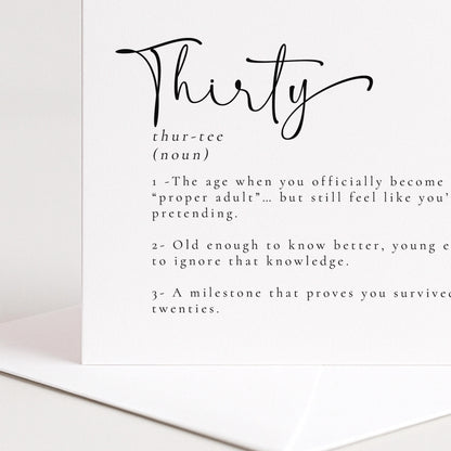 30th Birthday Card – Funny Milestone Greeting With Witty Message, Premium Matte