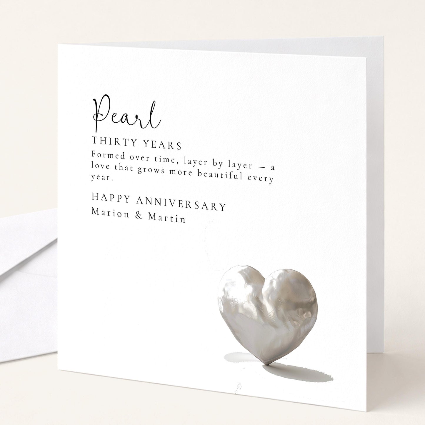 30th Wedding Anniversary Card – Elegant Pearl Anniversary Design With Envelope