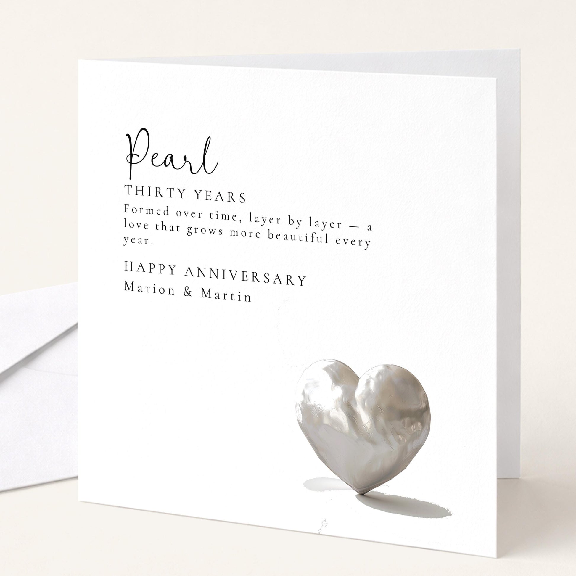30th Wedding Anniversary Card – Elegant Pearl Anniversary Design With Envelope