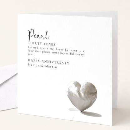 30th Wedding Anniversary Card – Elegant Pearl Anniversary Design With Envelope