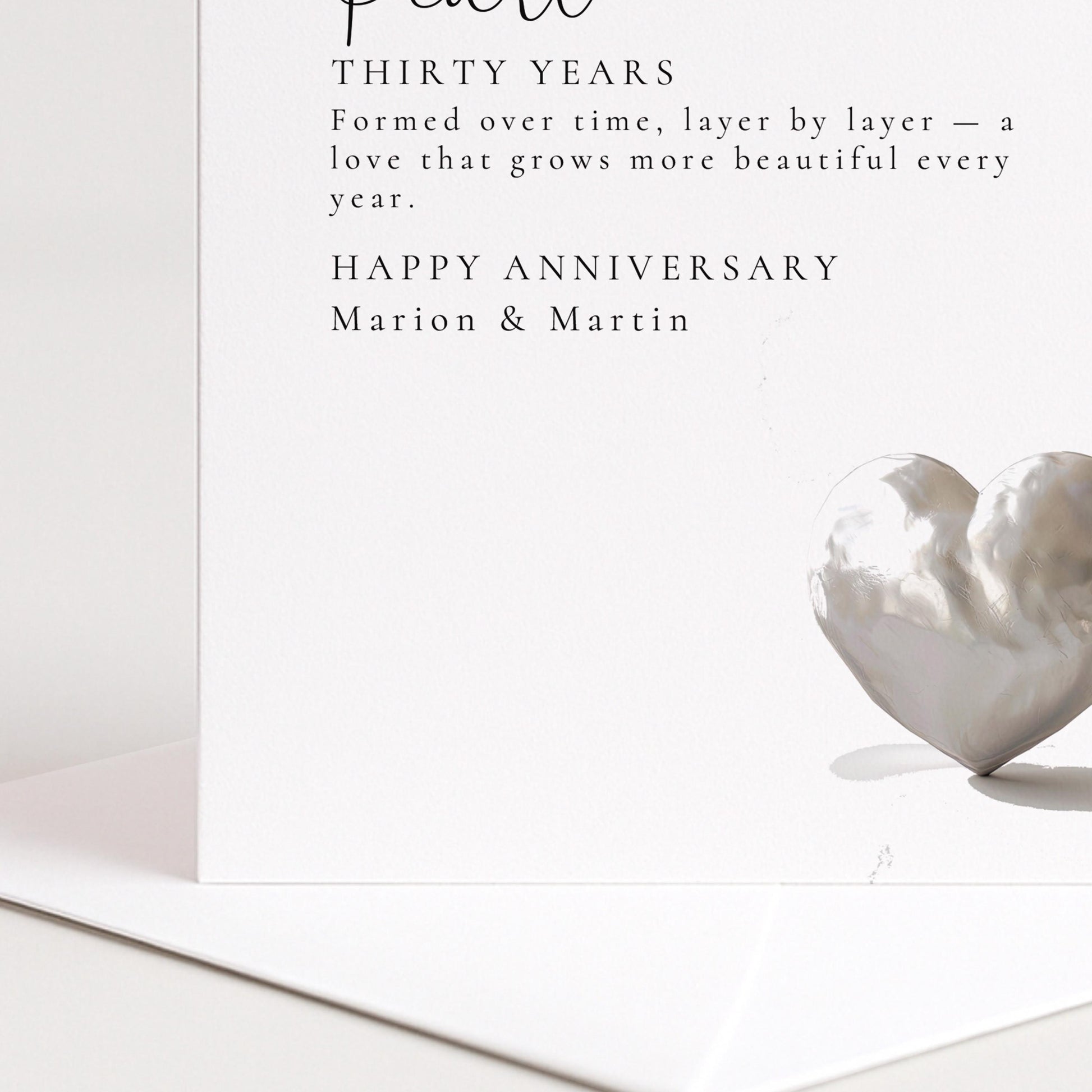 30th Wedding Anniversary Card – Elegant Pearl Anniversary Design With Envelope