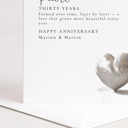 30th Wedding Anniversary Card – Elegant Pearl Anniversary Design With Envelope