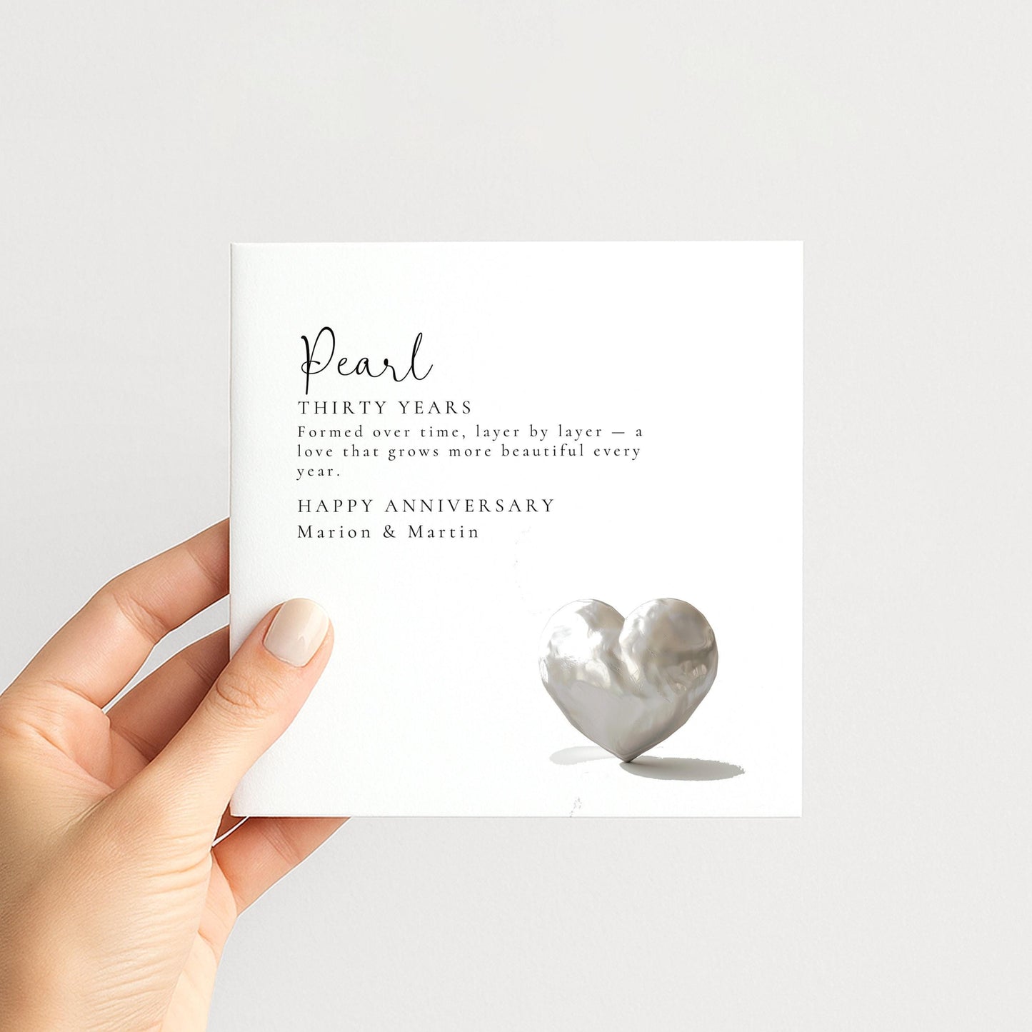 30th Wedding Anniversary Card – Elegant Pearl Anniversary Design With Envelope